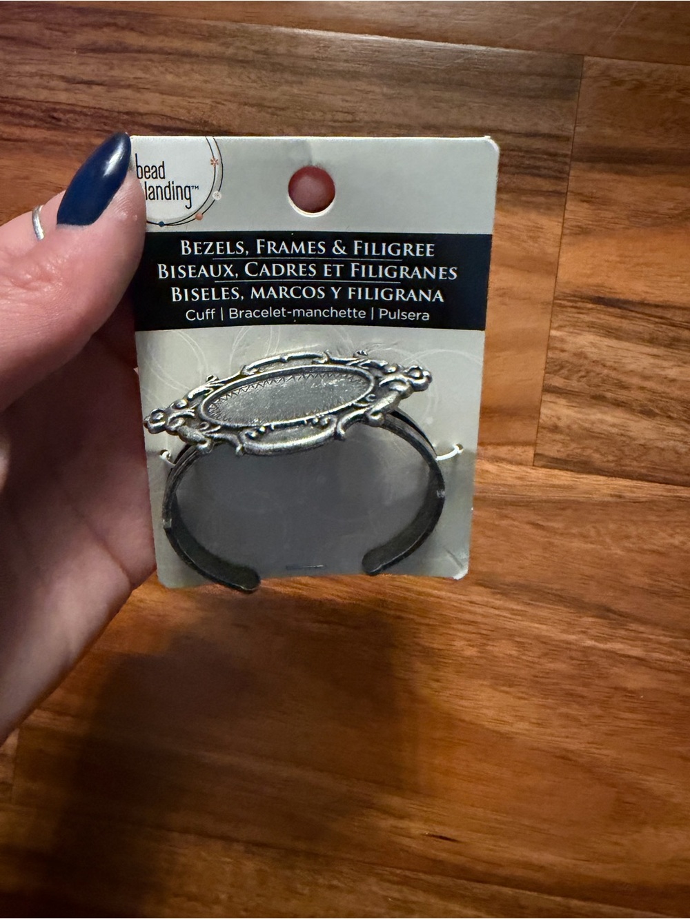 Bead Landing Silver Filigree Cuff Bracelet Frame